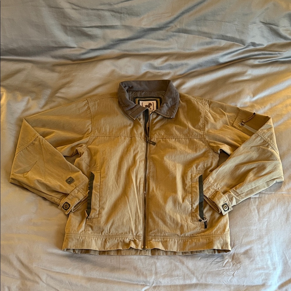 Prana/Scapegoat Men’s Tan Jacket with brown Collar